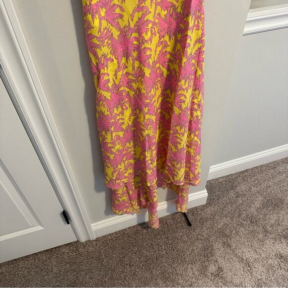 NWT Diane Von Furstenberg DVF Yellow Pink Palm Maxi Dress 8 - Picture 13 of 13